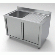 Plonge avec portes coulissantes 1 évier à gauche + égoutoir longueu... - P7333.0900