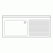 Plonge inox 1 grand bac et égouttoir sur meuble fermé - P 700 mm - à gauche_0