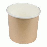 Pot à Glace Beige 240ml NOVACUP Carton Recyclable Sorbet Dessert Glacé Snacking VAE Nomade ø95x62mm Idéal Glace Artisanale - Lot de 1000 - beige e
