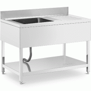 Royal Catering - Royal Catering RCGS-1B120D7 Évier 1 bac de 500 x 500 x 300 mm avec étagère supplémentaire en acier inoxydable - inox 4062859232199_0