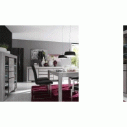 Salle à manger complète contemporaine desiree, avec éclairage led intégré, coloris chêne gris