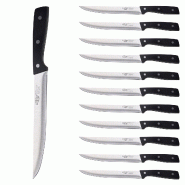 San Ignacio - Lot de 12 couteaux à découper 20cm en acier inoxydable en couleur noire - Expert - noir inox PK10319
