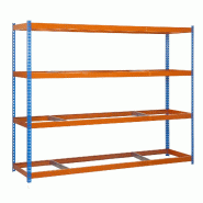 SimonRack Rayonnage industriel, 2000x2100x450 mm, 500 kg au point de flexion, 4 niveaux, sans tablettes, rayonnage garage, Bleu/Orange- Simonforte - o