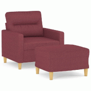 VidaXL Fauteuil avec repose-pied Rouge bordeaux 60 cm Tissu Modèle Vega StudioDesk Design - 3201071