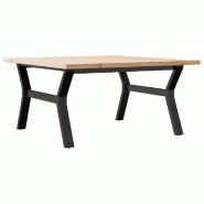 VidaXL Table basse cadre en Y 90x90x45,5cm bois de pin massif et acier Modèle Nova Métal - 3282775