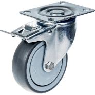 Roulette de 80mm 3" à pneu en caoutchouc gris, pivotante avec frein, forte capacité de 80kg Roulette de 80mm 3" à pneu en caoutchouc gris, pivotante avec frein, forte capacité de 80kg