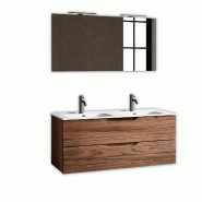 AQA Design Composition de salle de bain 5 pièces en MDF avec baignoire double SOLMIRA chêne rio L.121 P.46,5 H.190 MPSO40-RR - marron Bois manufactu