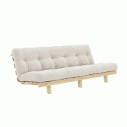 BANQUETTE CONVERTIBLE FUTON LEAN PIN COLORIS IVOIRE COUCHAGE 130*190 CM.