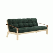 BANQUETTE FUTON POETRY EN PIN MASSIF COLORIS ALGUE COUCHAGE 130 X 190 CM.