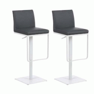 CLP Lot de 2 tabouret de bar Panama similicuir Gris/Blanc - gris polyester 307835