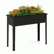 COSTWAY Bac surélevé, jusqu'à 50 kg, avec drainage, potager métallique 100x40x80 cm, noir. - noir métal SF6510NW
