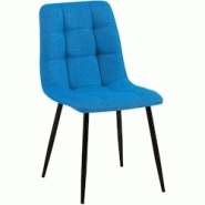 Décoshop26 - Chaise de salle à manger x1 coutures décoratives carrées en tissu turquoise et métal noir 10_0002144 - noir 3000250862455 Décoshop26 - Chaise de salle à manger x1 coutures décoratives carrées en tissu turquoise et métal noir 10_0002144 - noir 3000250862455