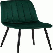Décoshop26 - Chaise de salle à manger x1 coutures décoratives verticales assise en velours vert pieds en métal noir 10_0002200 - noir métal 30002