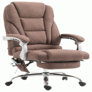 Décoshop26 - Fauteuil de bureau ergonomique fonction massage avec repose-pieds extensible accoudoirs tissu marron et métal 10_0006992 - marron méta Décoshop26 - Fauteuil de bureau ergonomique fonction massage avec repose-pieds extensible accoudoirs tissu marron et métal 10_0006992 - marron méta