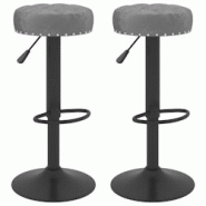 Décoshop26 - Lot de 2 tabourets de bar chaises hautes en velours gris foncé avec boutons décoratifs et acier noir DEC029721 - gris 3000257522734 Décoshop26 - Lot de 2 tabourets de bar chaises hautes en velours gris foncé avec boutons décoratifs et acier noir DEC029721 - gris 3000257522734