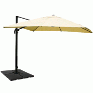Décoshop26 - Parasol professionnel restaurant pour jardin terrasse 3x4m (Ø5m) polyester aluminium/acier 26kg crème avec pied 04_0003312 - beige alu