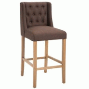 Décoshop26 - Tabouret de bar style classique en tissu marron dossier capitonné et pieds en bois clair 10_0000876 - marron 3000727069608 Décoshop26 - Tabouret de bar style classique en tissu marron dossier capitonné et pieds en bois clair 10_0000876 - marron 3000727069608