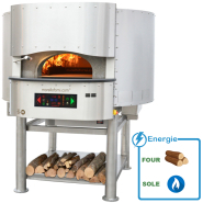 Four à pizza à bois rotatifs équipés avec système auxiliaire à brûleurs à gaz - morello forni - ligne fmr