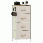 Helloshop26 - Commode chambre tissu 4 tiroirs 45 x 30 x 94,5 cm gain de place poches et crochets moderne en tissu non tissé beige 21_0003750 - beige