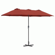 Helloshop26 - Parasol de jardin pliant moderne 370 x 197 x 239 cm pratique durable ambiance contemporaine en polyester terre cuite 02_0058746 - alumin