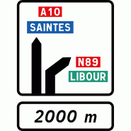 Panneau directionnel Da52b - affectation de voie Panneau directionnel Da52b - affectation de voie