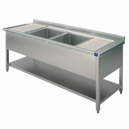 Plonge inox 2 bacs avec 2 égouttoirs et étagère basse 2000 x 700 x ... - PGLA0017