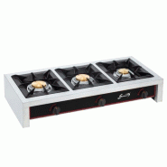 Réchaud gaz 3 feux 19 000 W - Inox/Fonte - Sécurisé et Performant_0