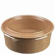 Saladier Ecokraft carton laminé naturel 1300ml + couvercle PET - par 200