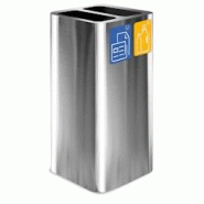 Stil Casa PURE, conteneur déchets en acier inox, 38x38xH80 cm, couvercle 2 compartiments, pictogrammes magnétiques, 100 L, satiné. - argenté inox Stil Casa PURE, conteneur déchets en acier inox, 38x38xH80 cm, couvercle 2 compartiments, pictogrammes magnétiques, 100 L, satiné. - argenté inox