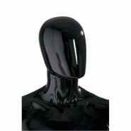 Tête mannequin homme "Oeuf" modulable - Noir brillant - Style Design - Polypropylène