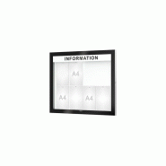 Vitrine EDGE ép. 54 mm - 8 A4 - Ht 800 x 950 mm, Avec Bandeau-titre