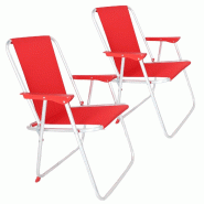 WellHome - Lot de 2 chaises pliantes en métal rouge 44x44x74cm - rouge métal PK7539 WellHome - Lot de 2 chaises pliantes en métal rouge 44x44x74cm - rouge métal PK7539