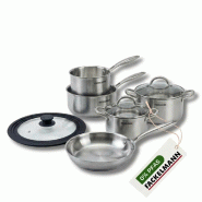 Batterie de cuisine avec 1 poêle 26 cm 3 casseroles 14/18 cm 2 faitouts 20/24 cm et 1 couvercle de cuisson universel sans PFAS Fackelmann Vita3 - gri_0