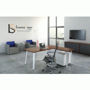 Bureau individuel avec retour Ogi A - MDD - Blanc 9010, Cacao_0
