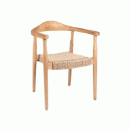 Chaise de salle à manger maron – MTF – bois de teck et tressage naturel – 2nai0001