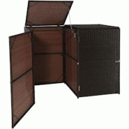 Décoshop26 - Abri de poubelles extérieur conteneurs à ordures jusqu'à 2 bacs avec couvercle poly rotin 2x120 litres marron 04_0002856 - marron 300 Décoshop26 - Abri de poubelles extérieur conteneurs à ordures jusqu'à 2 bacs avec couvercle poly rotin 2x120 litres marron 04_0002856 - marron 300