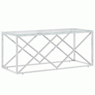 Décoshop26 - Table basse de salon design moderne 110 x 45 x 45 cm acier inoxydable et verre trempé DEC036974 - verre 3000263028893