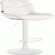 Décoshop26 - Tabouret de bar x1 pivotant forme ergonomique surpiqûres décoratives en velours crème cadre en métal blanc 10_0005772 - beige métal
