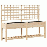 Helloshop26 - Cache-pot de jardin rectangulaire durable extérieur 203,5 x 54 x 152,5 cm en bois de sapin massif beige 02_0058845 - beige Bois massif