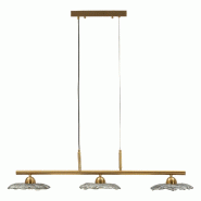 Mauro Ferretti Lustre Glamour Emily À 3 Lumières - Structure En Métal Doré Et Verre Gris Fumé, Design Moderne, Douille E27 - 100 X 24 X 18 Cm - 1