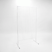 Présentoir grille cadre 187x100cm blanc - Double face, structure robuste en acier