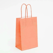 Sac kraft  poignées torsadées Pêche 14x8,5x21,5cm - par 50
