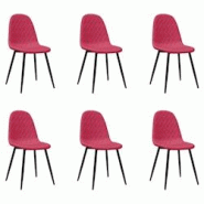 VidaXL Chaises à Manger Lot De 6 Rouge Bordeaux Velours - rouge 3082886 VidaXL Chaises à Manger Lot De 6 Rouge Bordeaux Velours - rouge 3082886