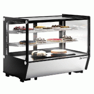 Vitrine réfrigérée positive à poser noire avec éclairage LED et vitre droite - 160 L