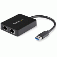 Adaptateur LAN StarTech USB 3.0 SuperSpeed vers double port Ethernet Gigabit - USB32000SPT