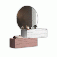 AQA Design Composition vasque droite 4 pièces SOLMIRA en MDF blanc/rose poudre L.200 P.45 H.190 MPSO54-O1-CIP - multicolore Bois manufacturé MPSO54-