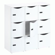 Casier de bureau Lockers 9 cases - Corps blanc, portes blanches - H 132,9 cm Casier de bureau Lockers 9 cases - Corps blanc, portes blanches - H 132,9 cm