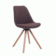 Décoshop26 - Chaise de salle à manger x1 chaise visiteur assise pivotant à 360° en tissu marron piètement en bois rond clair 10_0008314 - 3000266