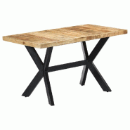 Décoshop26 - Table de salle à manger design industriel 140 x 70 x 75 cm bois de manguier avec cadre croisé en acier noir DEC036711 - noir acier 300 Décoshop26 - Table de salle à manger design industriel 140 x 70 x 75 cm bois de manguier avec cadre croisé en acier noir DEC036711 - noir acier 300