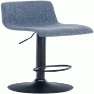 Décoshop26 - Tabouret de bar avec repose-pieds pivotant dossier incurvé en tissu bleu et métal noir 10_0004958 - bleu métal 3000252383293